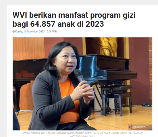 WVI Berikan Manfaat Program Gizi Bagi 64.857 Anak di 2023
